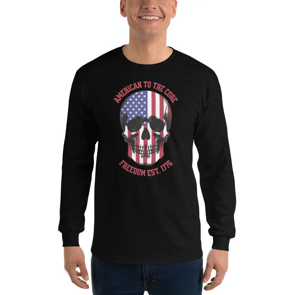 Bold America Skull Long Sleeve Shirts - Patriotic Style