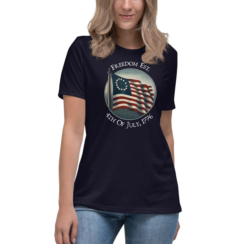 image of woman wearing a patriotic t-shirt