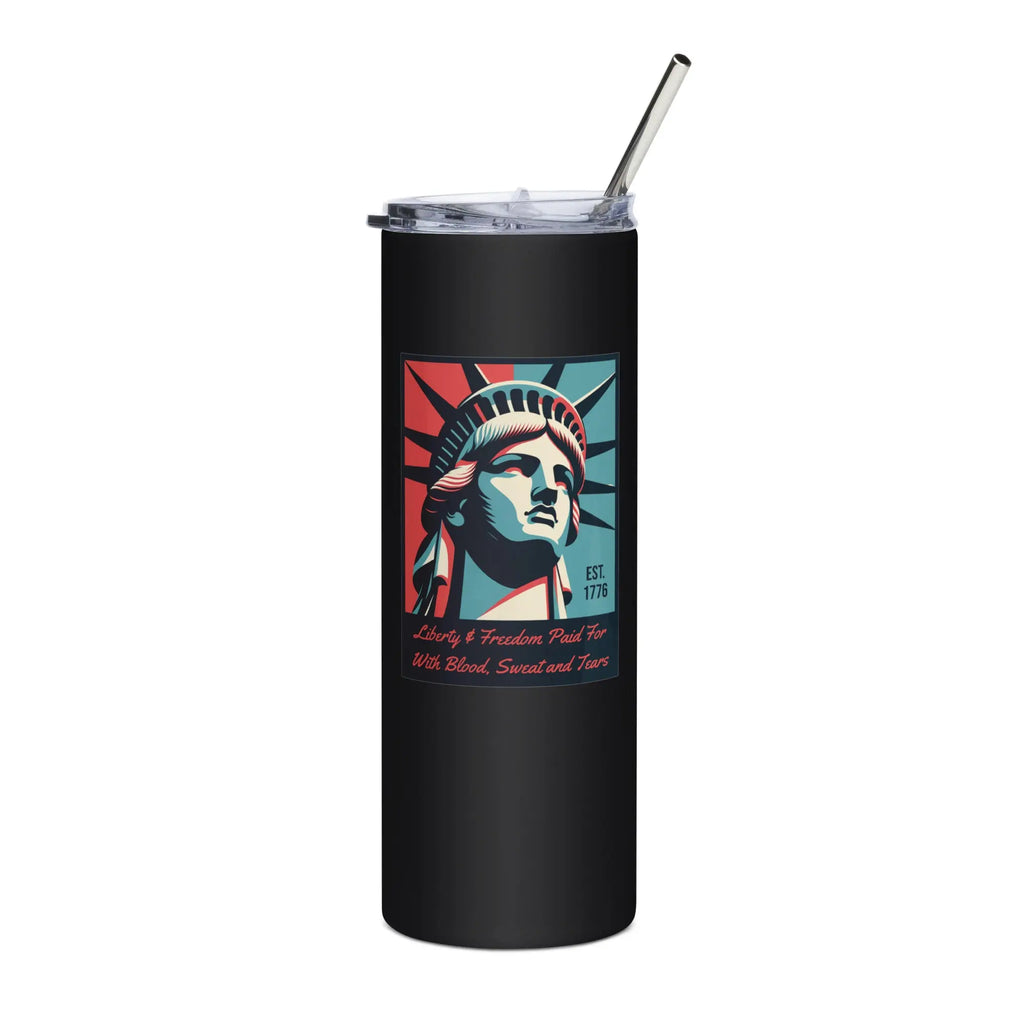 Black tumbler with Statue of Liberty design 
