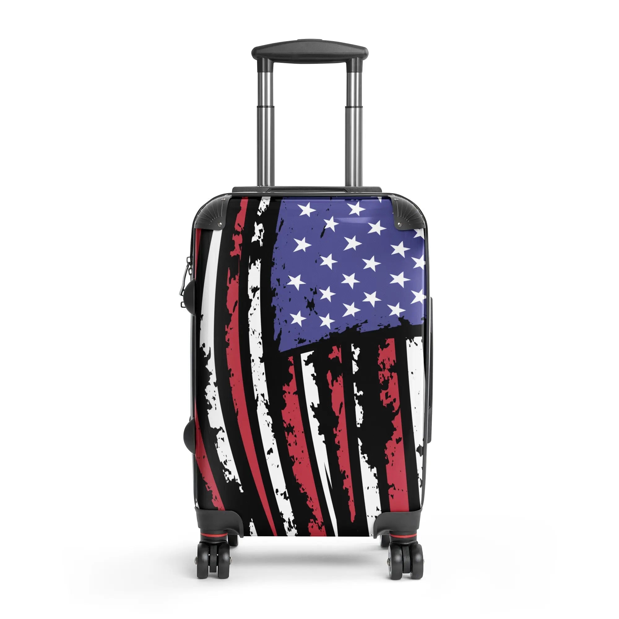 Luggage with American flag design on a white background