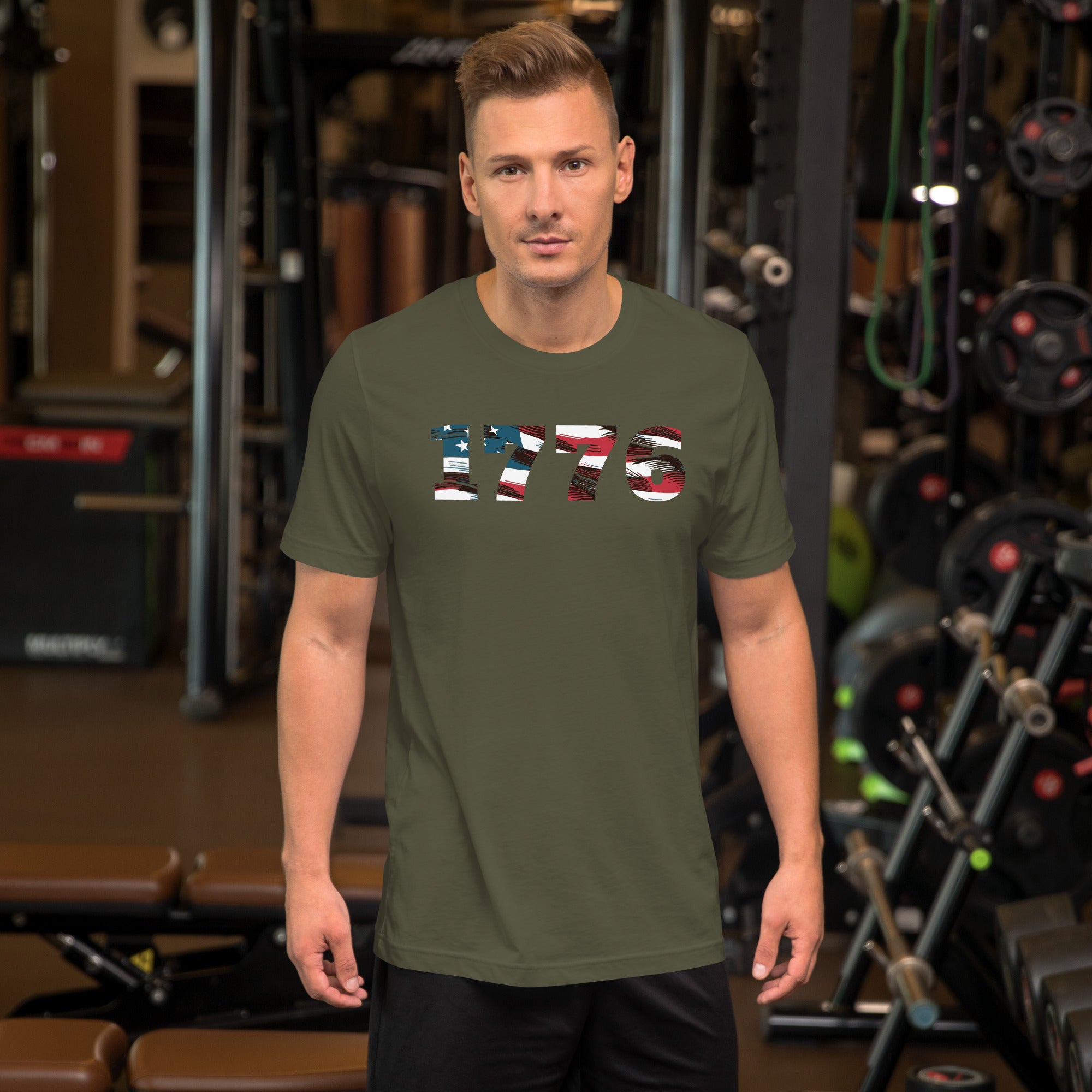 front military green heather 1776 mens-t-shirt